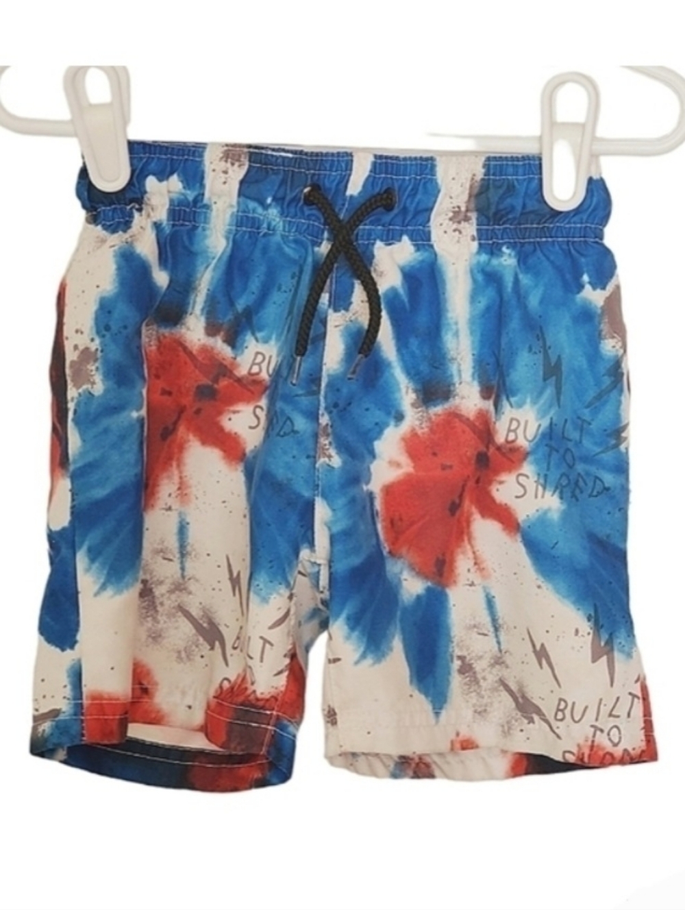 K1199 * Tony Hawk Tie Dyed Swim Trunks Red White Blue Size 3T